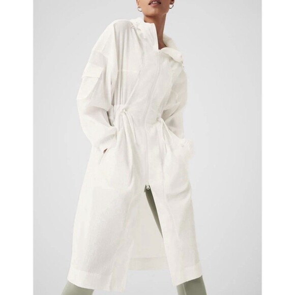 Alo Yoga Summer Nights Lightweight Coat White Hooded Zip Up Jacket Size L